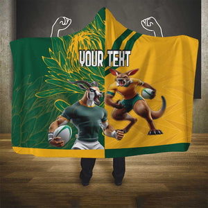 South Africa Australia Rugby Champion Personalized Hooded Blanket Springboks Wallabies Mascot - African Pride