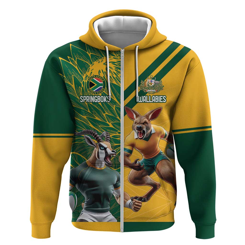 South Africa Australia Rugby Champion Personalized Hoodie Springboks Wallabies Mascot - African Pride