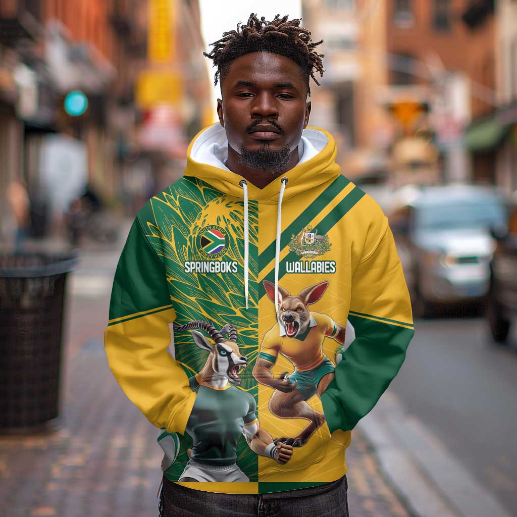 South Africa Australia Rugby Champion Personalized Hoodie Springboks Wallabies Mascot - African Pride