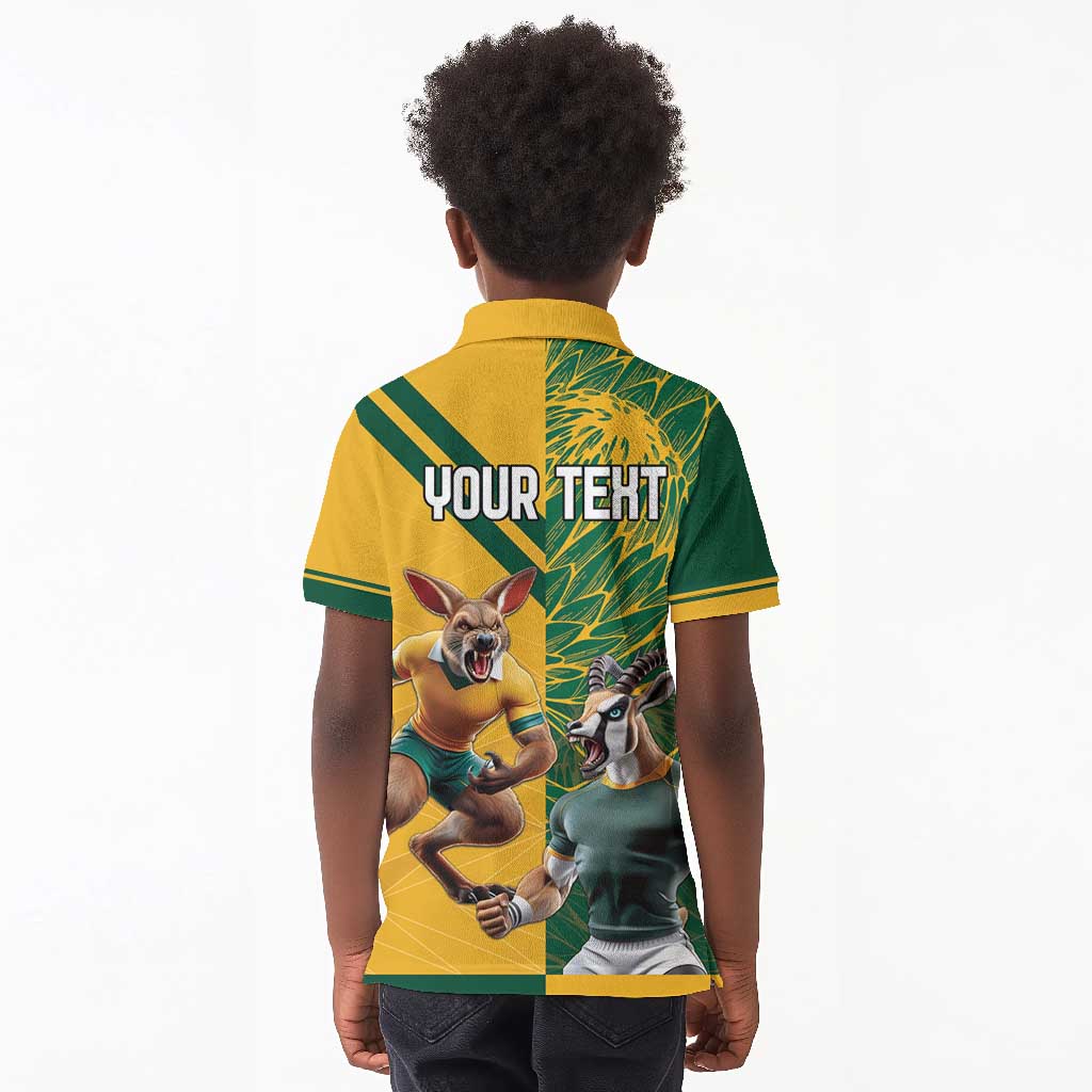 South Africa Australia Rugby Champion Personalized Kid Polo Shirt Springboks Wallabies Mascot - African Pride