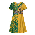 South Africa Australia Rugby Champion Personalized Kid Short Sleeve Dress Springboks Wallabies Mascot - African Pride