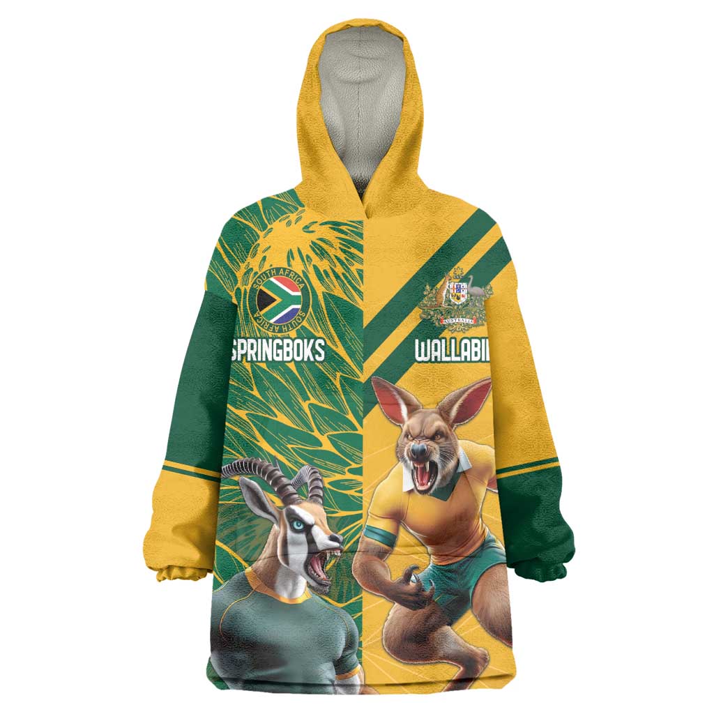 South Africa Australia Rugby Champion Personalized Kid Wearable Blanket Hoodie Springboks Wallabies Mascot - African Pride