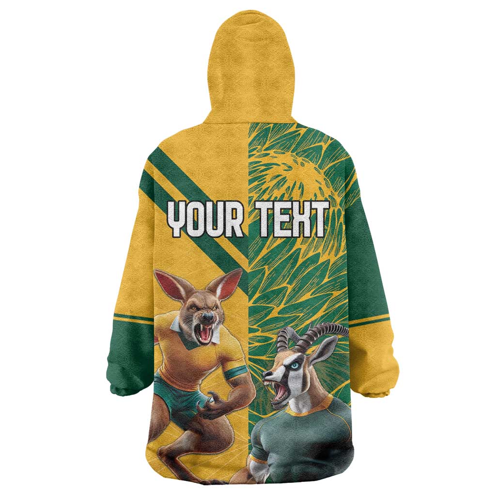 South Africa Australia Rugby Champion Personalized Kid Wearable Blanket Hoodie Springboks Wallabies Mascot - African Pride