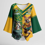 South Africa Australia Rugby Champion Personalized Kimono Sleeve Blouse Springboks Wallabies Mascot