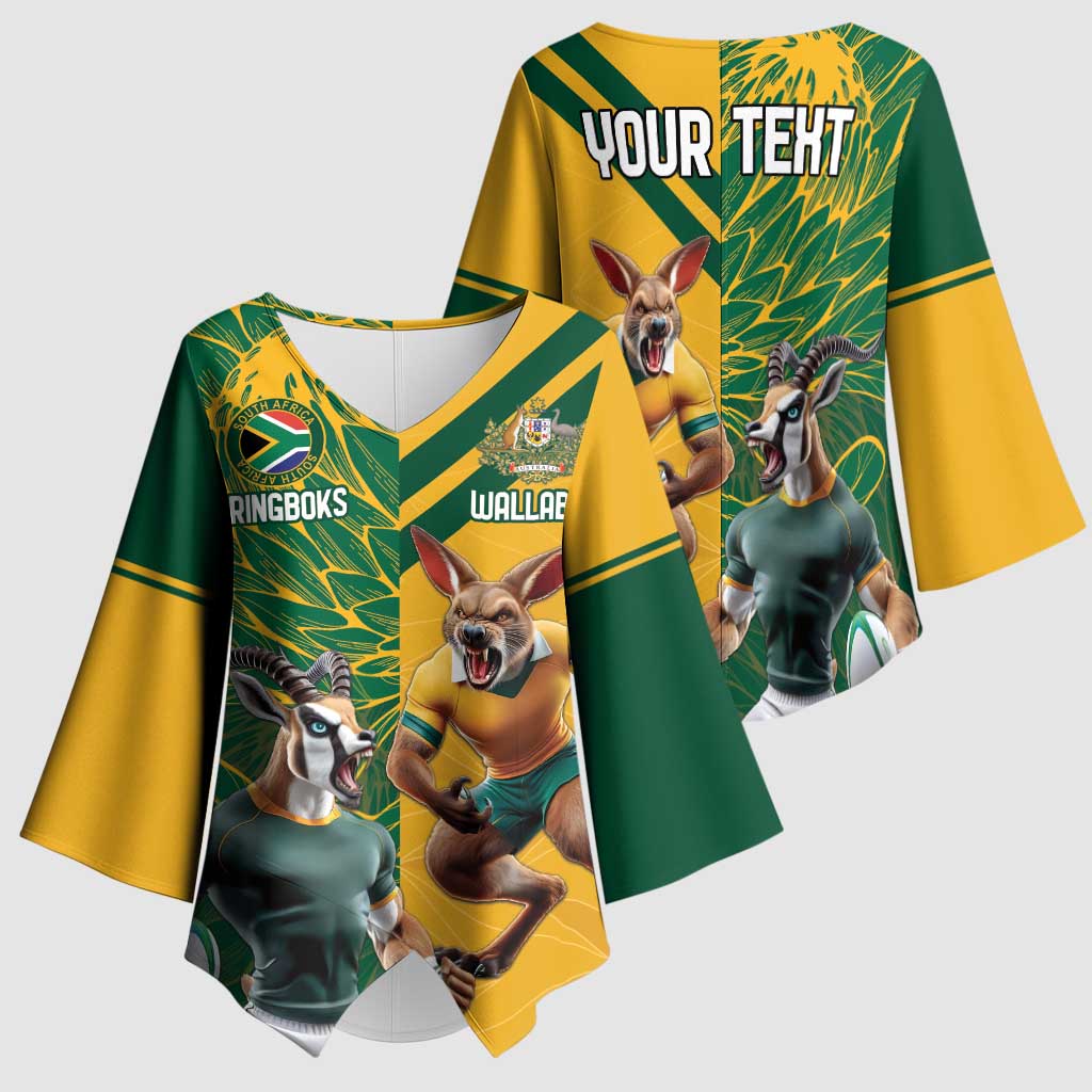 South Africa Australia Rugby Champion Personalized Kimono Sleeve Blouse Springboks Wallabies Mascot