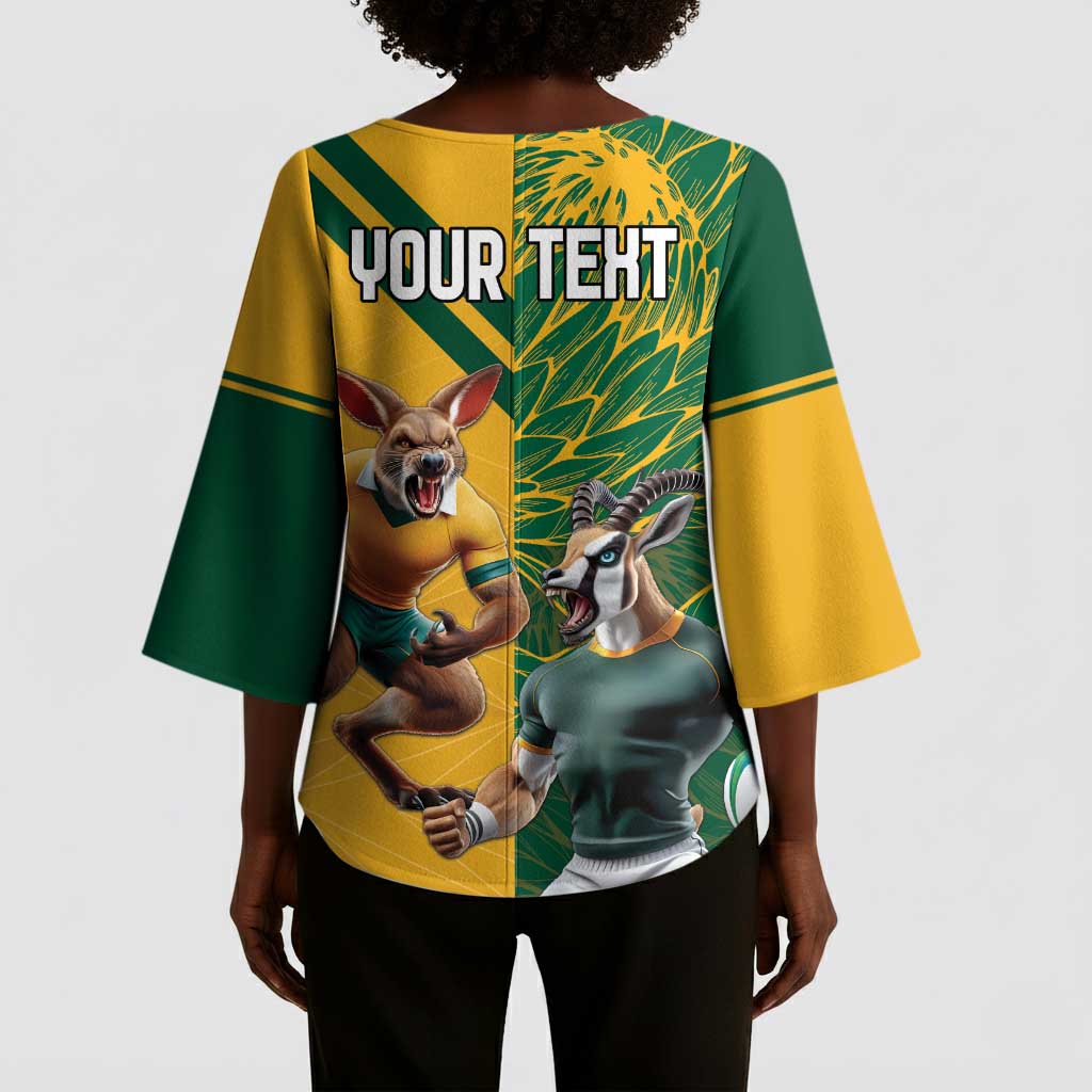 South Africa Australia Rugby Champion Personalized Kimono Sleeve Blouse Springboks Wallabies Mascot