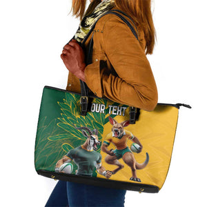 South Africa Australia Rugby Champion Personalized Leather Tote Bag Springboks Wallabies Mascot - African Pride