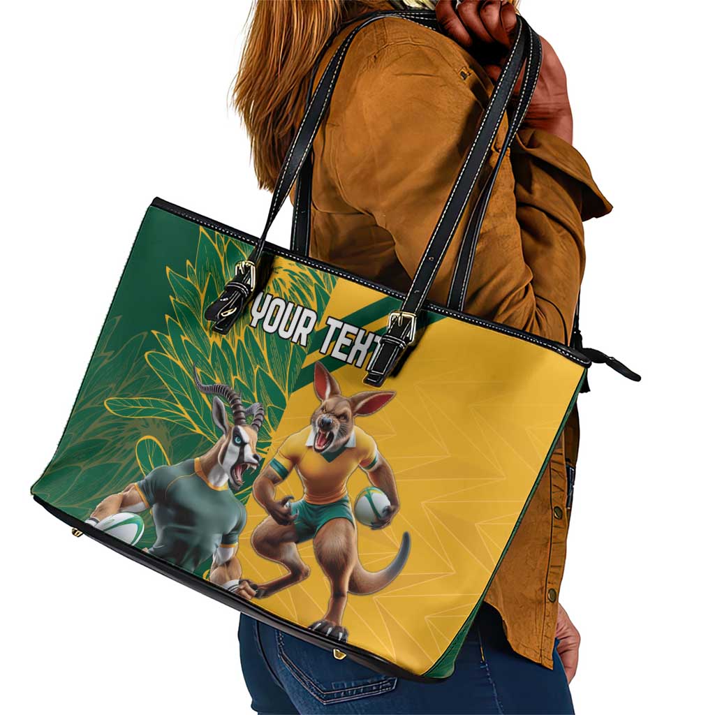 South Africa Australia Rugby Champion Personalized Leather Tote Bag Springboks Wallabies Mascot - African Pride