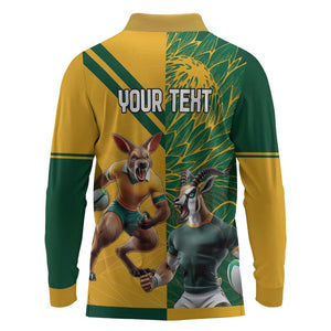 South Africa Australia Rugby Champion Personalized Long Sleeve Polo Shirt Springboks Wallabies Mascot - African Pride