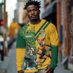 South Africa Australia Rugby Champion Personalized Long Sleeve Shirt Springboks Wallabies Mascot - African Pride