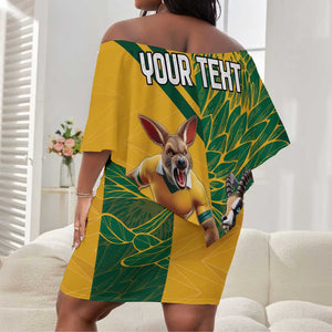 South Africa Australia Rugby Champion Personalized Off Shoulder Short Dress Springboks Wallabies Mascot - African Pride