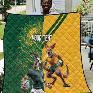 South Africa Australia Rugby Champion Personalized Quilt Springboks Wallabies Mascot - African Pride