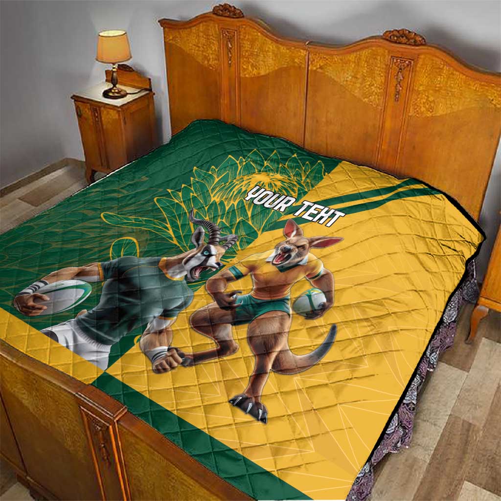 South Africa Australia Rugby Champion Personalized Quilt Springboks Wallabies Mascot - African Pride