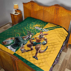 South Africa Australia Rugby Champion Personalized Quilt Springboks Wallabies Mascot - African Pride