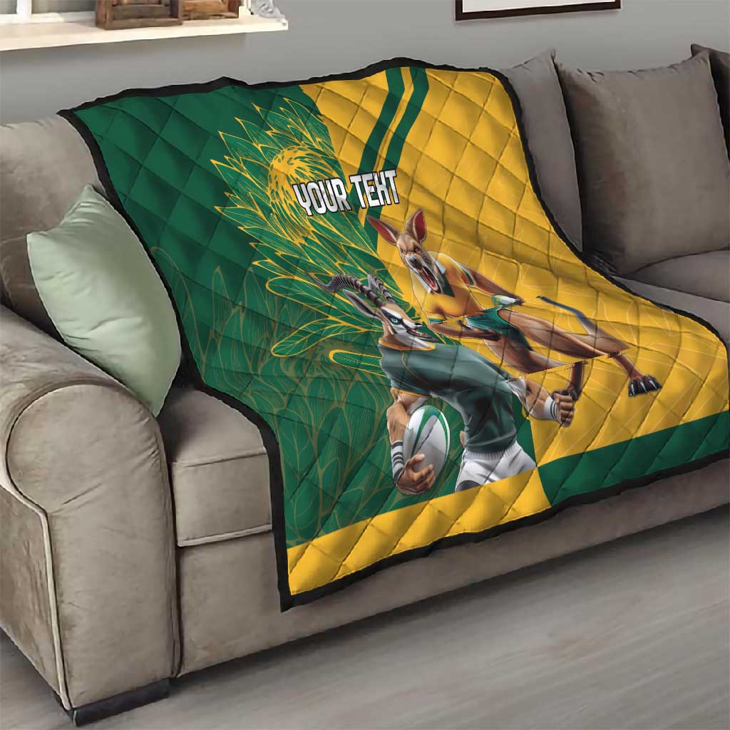 South Africa Australia Rugby Champion Personalized Quilt Springboks Wallabies Mascot - African Pride