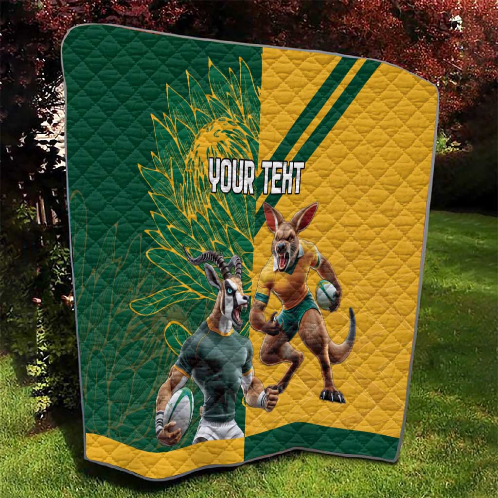 South Africa Australia Rugby Champion Personalized Quilt Springboks Wallabies Mascot - African Pride