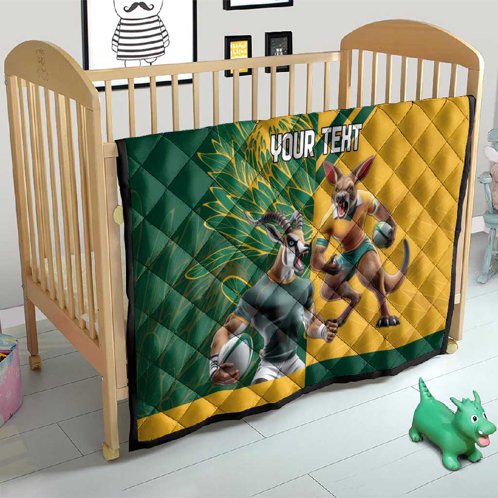 South Africa Australia Rugby Champion Personalized Quilt Springboks Wallabies Mascot - African Pride