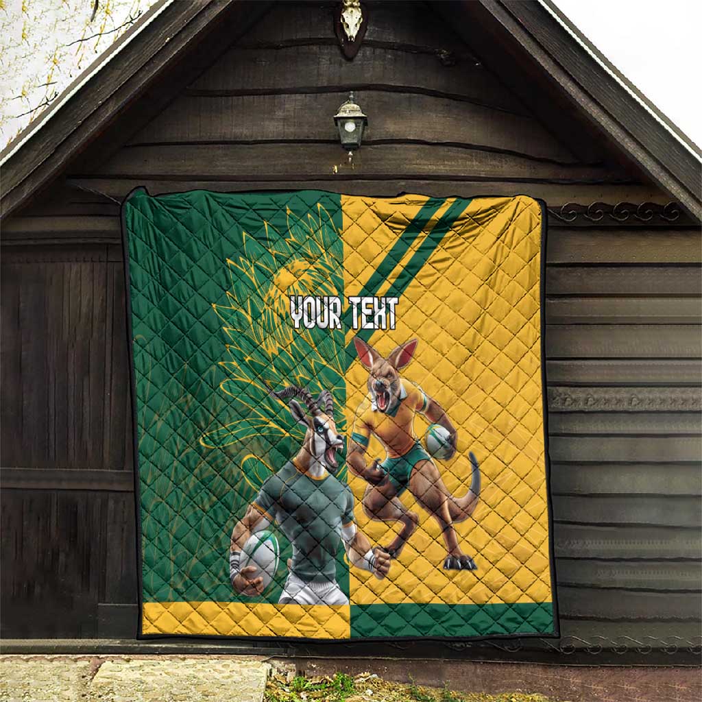 South Africa Australia Rugby Champion Personalized Quilt Springboks Wallabies Mascot - African Pride
