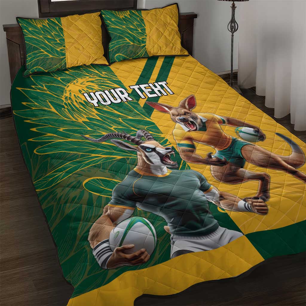 South Africa Australia Rugby Champion Personalized Quilt Bed Set Springboks Wallabies Mascot - African Pride