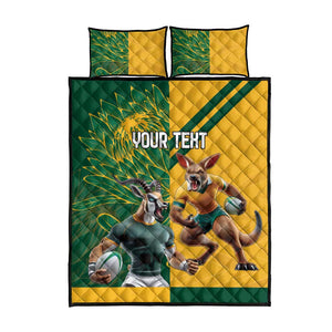 South Africa Australia Rugby Champion Personalized Quilt Bed Set Springboks Wallabies Mascot - African Pride