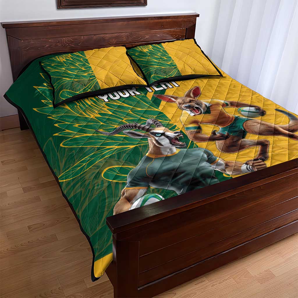 South Africa Australia Rugby Champion Personalized Quilt Bed Set Springboks Wallabies Mascot - African Pride