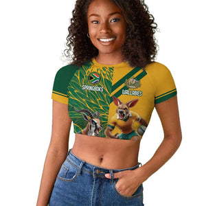 South Africa Australia Rugby Champion Personalized Raglan Cropped T shirt Springboks Wallabies Mascot - African Pride