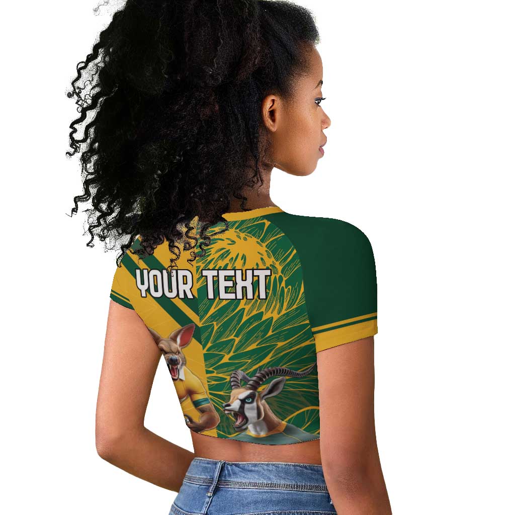 South Africa Australia Rugby Champion Personalized Raglan Cropped T shirt Springboks Wallabies Mascot - African Pride