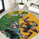 South Africa Australia Rugby Champion Personalized Round Carpet Springboks Wallabies Mascot - African Pride