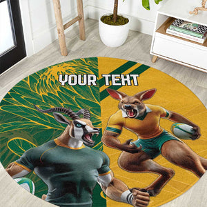 South Africa Australia Rugby Champion Personalized Round Carpet Springboks Wallabies Mascot - African Pride