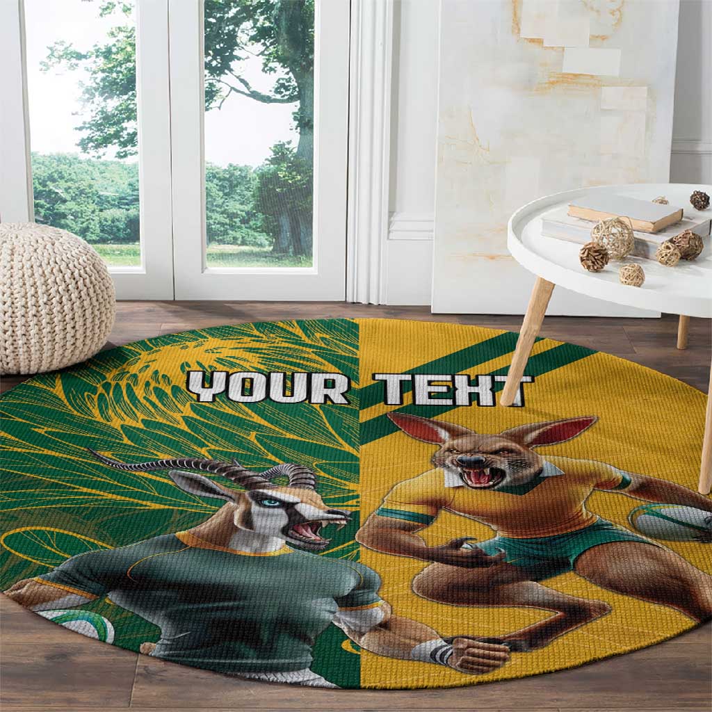 South Africa Australia Rugby Champion Personalized Round Carpet Springboks Wallabies Mascot - African Pride