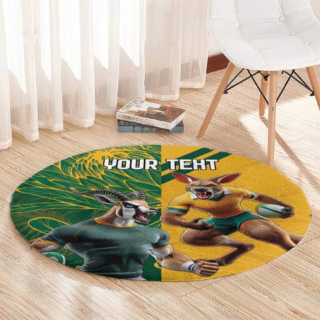 South Africa Australia Rugby Champion Personalized Round Carpet Springboks Wallabies Mascot - African Pride