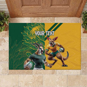 South Africa Australia Rugby Champion Personalized Rubber Doormat Springboks Wallabies Mascot - African Pride