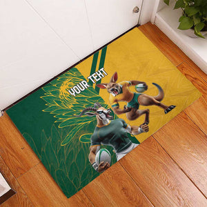 South Africa Australia Rugby Champion Personalized Rubber Doormat Springboks Wallabies Mascot - African Pride