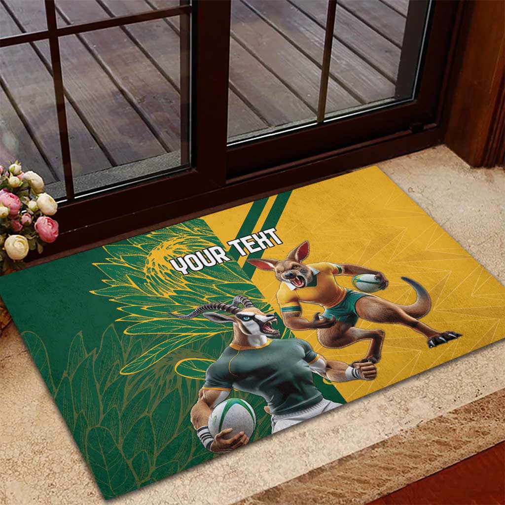 South Africa Australia Rugby Champion Personalized Rubber Doormat Springboks Wallabies Mascot - African Pride