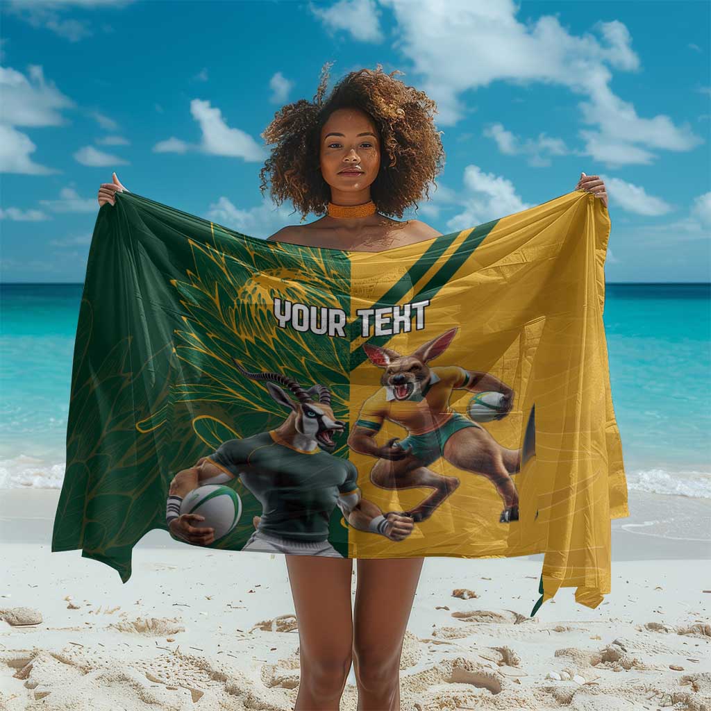 South Africa Australia Rugby Champion Personalized Sarong Springboks Wallabies Mascot - African Pride