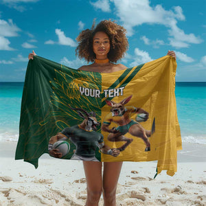 South Africa Australia Rugby Champion Personalized Sarong Springboks Wallabies Mascot - African Pride