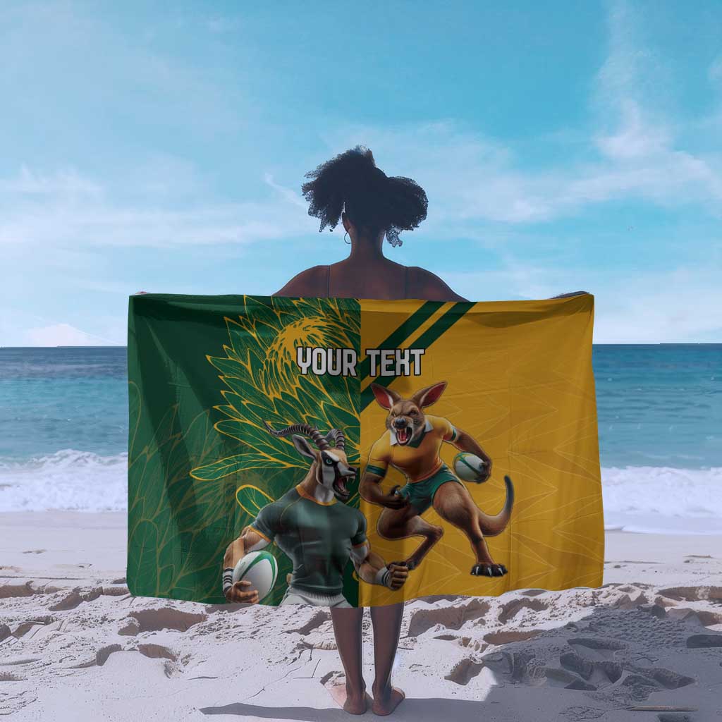 South Africa Australia Rugby Champion Personalized Sarong Springboks Wallabies Mascot - African Pride