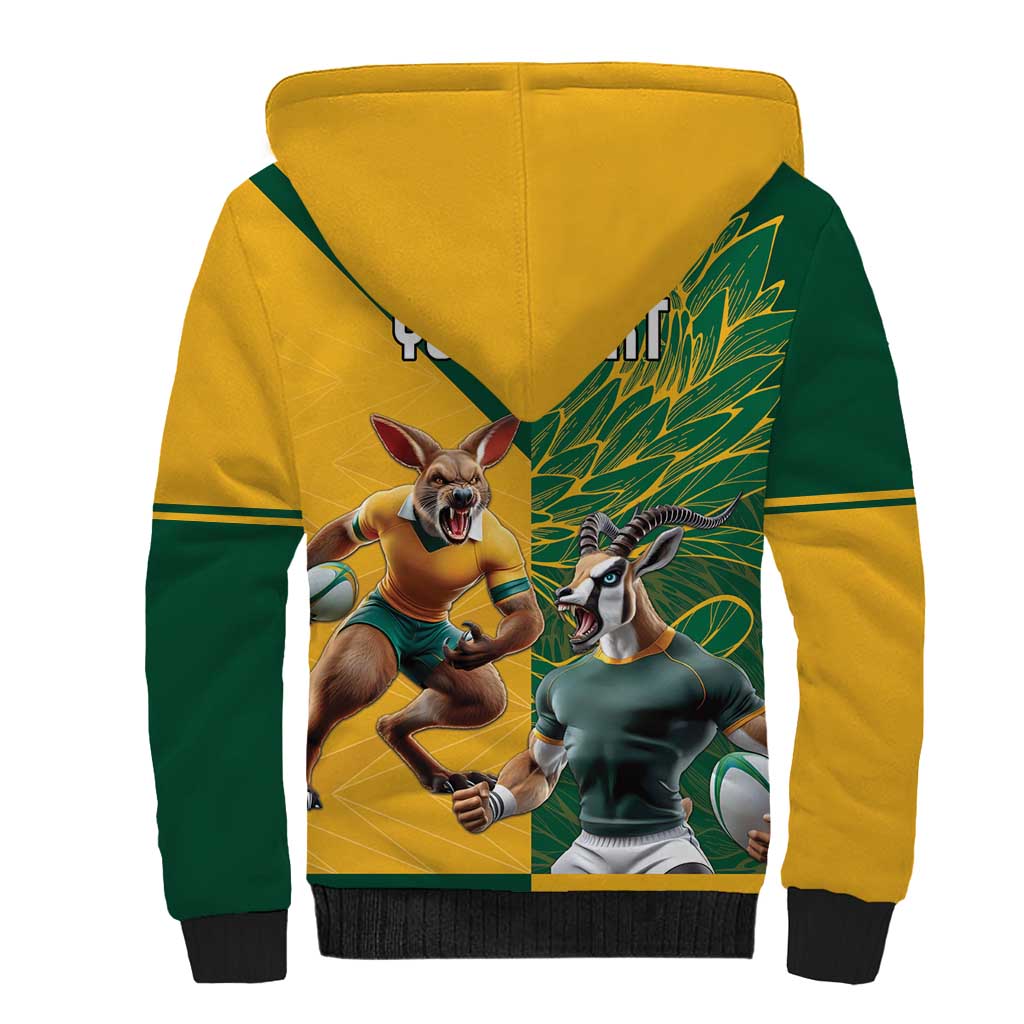 South Africa Australia Rugby Champion Personalized Sherpa Hoodie Springboks Wallabies Mascot - African Pride