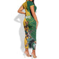 South Africa Australia Rugby Champion Personalized Short Sleeve Bodycon Dress Springboks Wallabies Mascot - African Pride