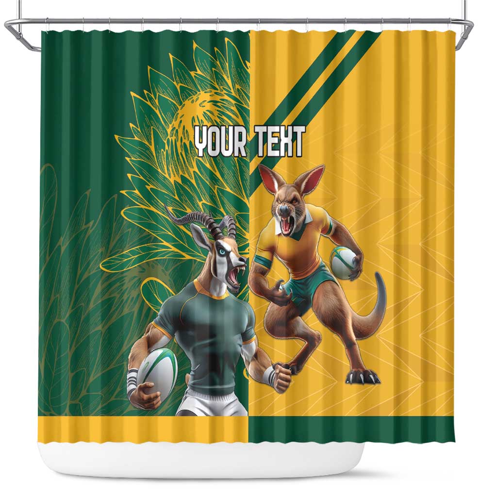 South Africa Australia Rugby Champion Personalized Shower Curtain Springboks Wallabies Mascot - African Pride