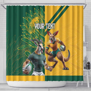 South Africa Australia Rugby Champion Personalized Shower Curtain Springboks Wallabies Mascot - African Pride