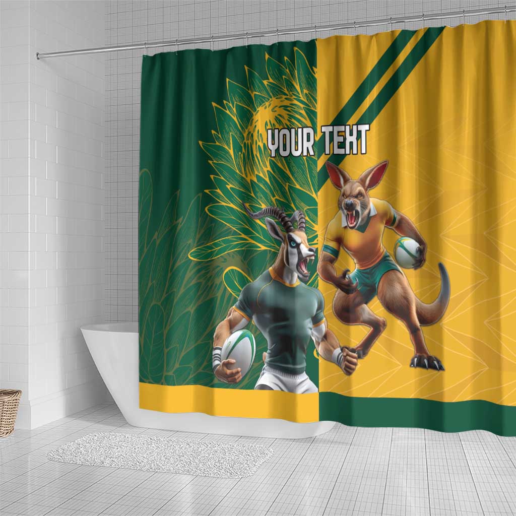 South Africa Australia Rugby Champion Personalized Shower Curtain Springboks Wallabies Mascot - African Pride