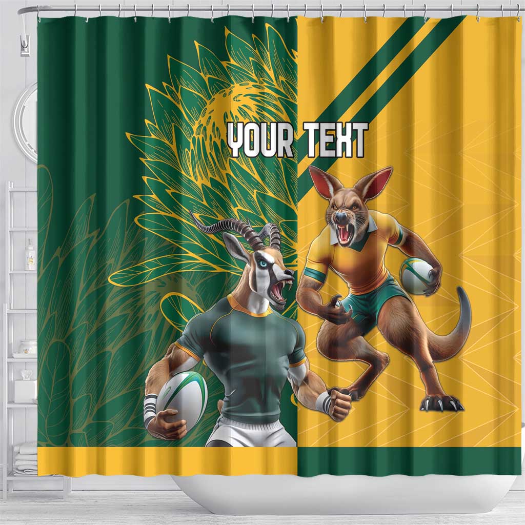 South Africa Australia Rugby Champion Personalized Shower Curtain Springboks Wallabies Mascot - African Pride