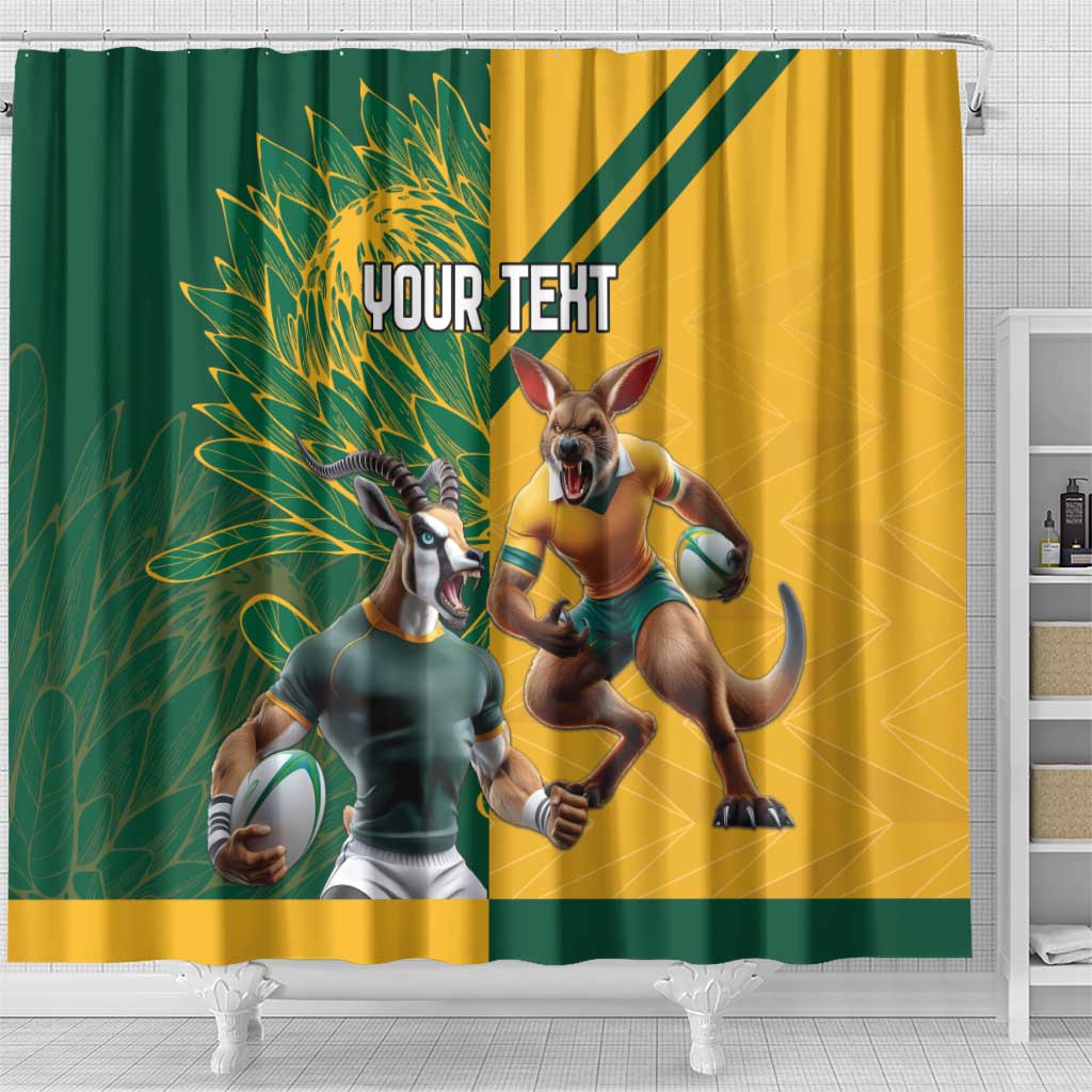 South Africa Australia Rugby Champion Personalized Shower Curtain Springboks Wallabies Mascot - African Pride