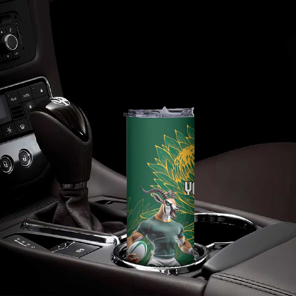South Africa Australia Rugby Champion Personalized Skinny Tumbler Springboks Wallabies Mascot - African Pride