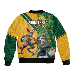 South Africa Australia Rugby Champion Personalized Sleeve Zip Bomber Jacket Springboks Wallabies Mascot - African Pride