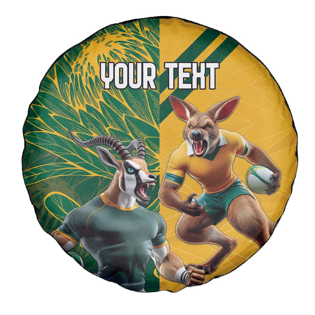South Africa Australia Rugby Champion Personalized Spare Tire Cover Springboks Wallabies Mascot - African Pride
