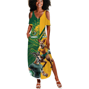 South Africa Australia Rugby Champion Personalized Summer Maxi Dress Springboks Wallabies Mascot - African Pride
