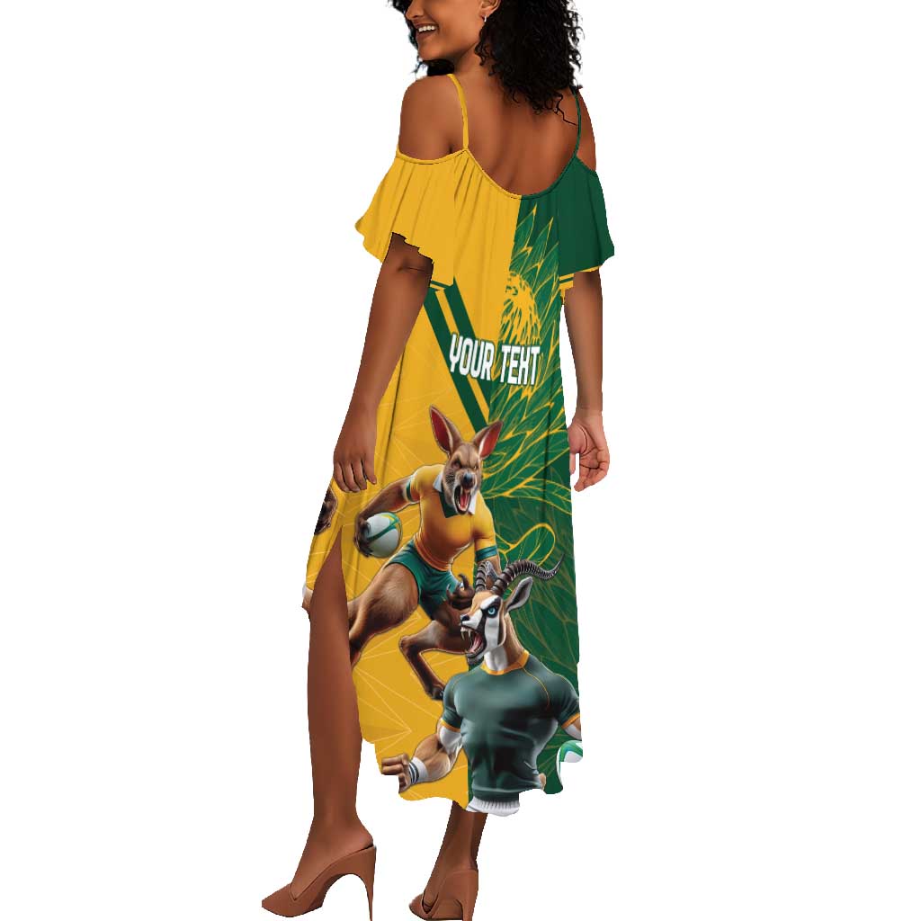 South Africa Australia Rugby Champion Personalized Summer Maxi Dress Springboks Wallabies Mascot - African Pride
