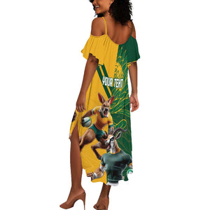 South Africa Australia Rugby Champion Personalized Summer Maxi Dress Springboks Wallabies Mascot - African Pride
